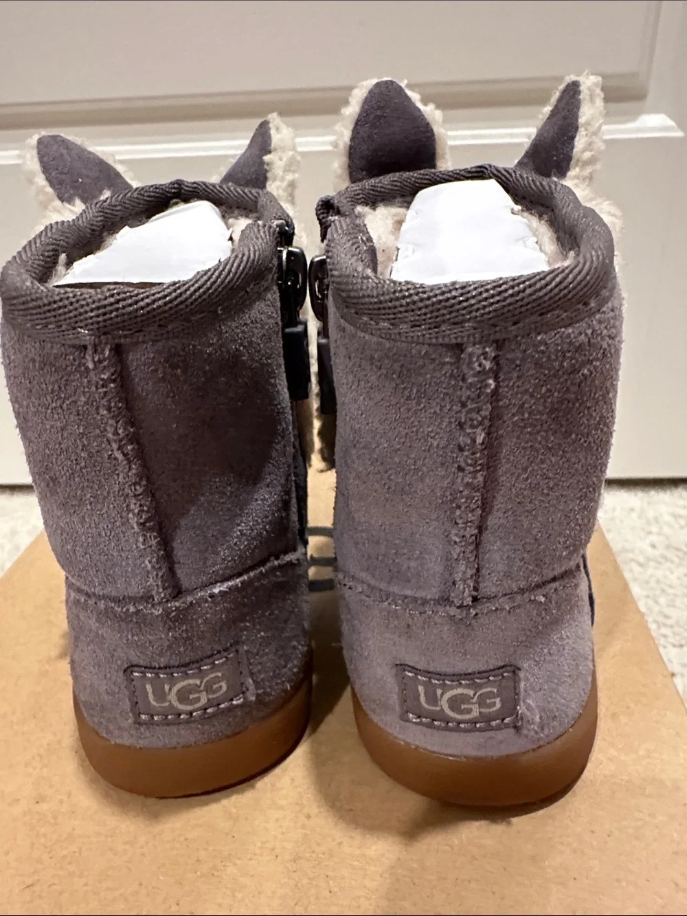 UGG Kids Llama Booties in Gray and Cream